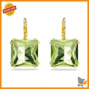 Gold-Tone Square Cut Crystal Drop Earrings, 7/8 Inch Statement